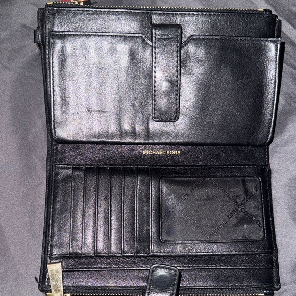 Michael Kors Black Leather Zip Wallet with Gold Stud Detail - Picture 3 of 5